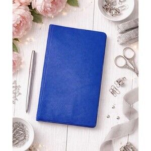 Vintage 1980s Blue Vinyl Mini Binder Retro Office Supply Organizer Planner